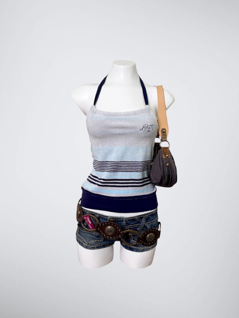VTG 2000s Roxy Terry Cloth Striped Halter Top | Coquette Surf Girl